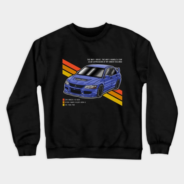 Mitsubishi Lancer Evolution Crewneck Sweatshirt by Guyvit